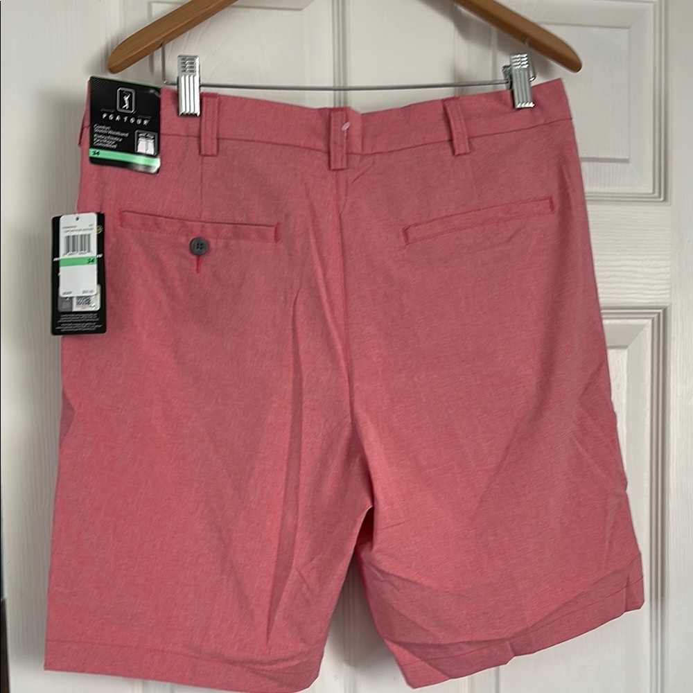 NWT PGA Tour Rapture Rose Heather Flat Front Shorts for Casual Comfort